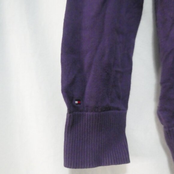 TOMMY HILFIGER | large | Purple Button-Up V-Neck Cardigan | 100% Prima Cotton - Picture 12 of 15